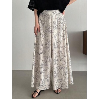 Botanical Printed Wide Leg Loose Casual Pants - Choose Your Size