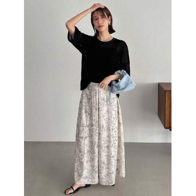 Botanical Printed Wide Leg Loose Casual Pants - Choose Your Size