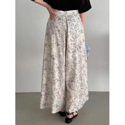 Botanical Printed Wide Leg Loose Casual Pants - Choose Your Size