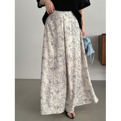 Botanical Printed Wide Leg Loose Casual Pants - Choose Your Size