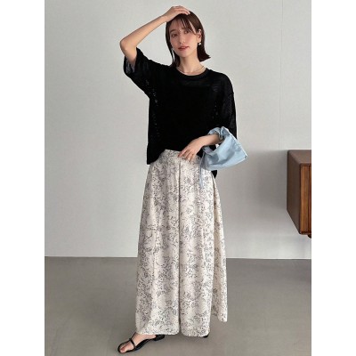 Botanical Printed Wide Leg Loose Casual Pants - Choose Your Size