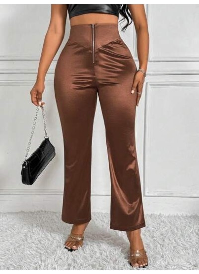 Privé Women.s High Waisted Zipper Fly Flared Pants - Choose Your Size