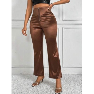 Privé Women.s High Waisted Zipper Fly Flared Pants - Choose Your Size