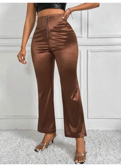 Privé Women.s High Waisted Zipper Fly Flared Pants - Choose Your Size