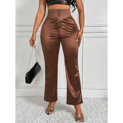 Privé Women.s High Waisted Zipper Fly Flared Pants - Choose Your Size