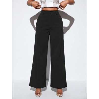 Privé Solid Color Fashionable Wide-Leg Pants For Casual Wear - Choose Your Siz