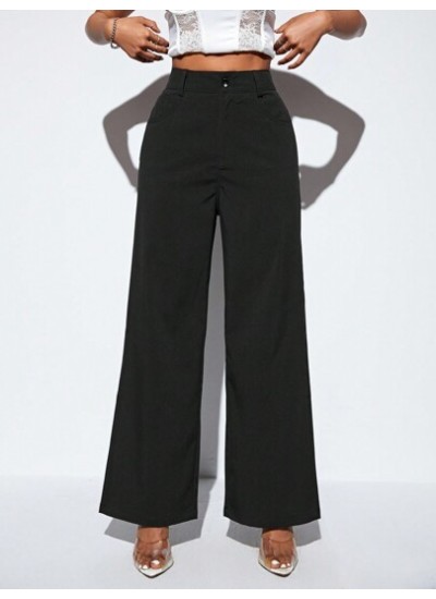 Privé Solid Color Fashionable Wide-Leg Pants For Casual Wear - Choose Your Siz