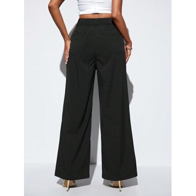 Privé Solid Color Fashionable Wide-Leg Pants For Casual Wear - Choose Your Siz