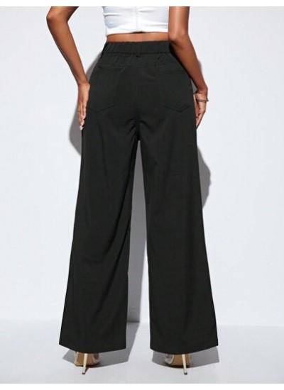 Privé Solid Color Fashionable Wide-Leg Pants For Casual Wear - Choose Your Siz