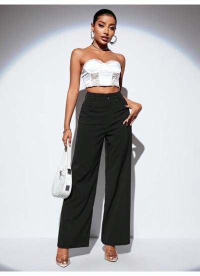 Privé Solid Color Fashionable Wide-Leg Pants For Casual Wear - Choose Your Siz