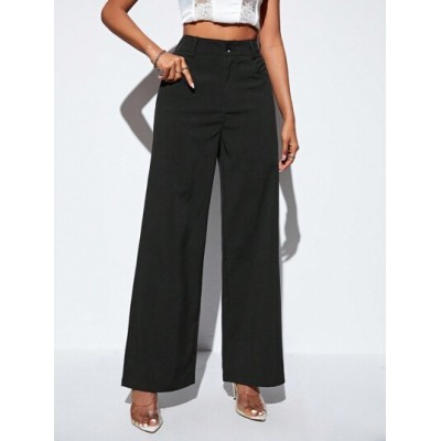 Privé Solid Color Fashionable Wide-Leg Pants For Casual Wear - Choose Your Siz