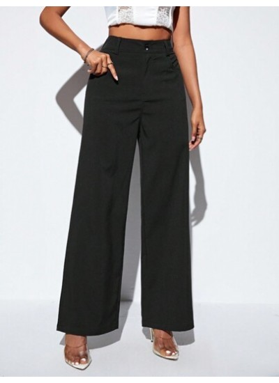 Privé Solid Color Fashionable Wide-Leg Pants For Casual Wear - Choose Your Siz