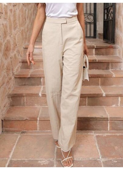 Clasi Women.s Solid Color Pants With Pockets Wide Leg Pants Baggy Pants - Choos