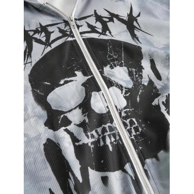 PUNK Skull Print Tie Dye Zip Up Hoodie - Choose Your Size