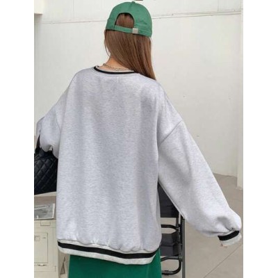 Women.s Letter Printed Sweatshirt With Drop Shoulder - Choose Your Size