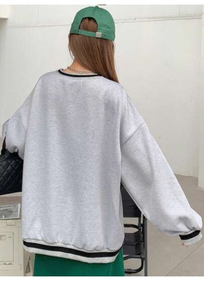 Women.s Letter Printed Sweatshirt With Drop Shoulder - Choose Your Size