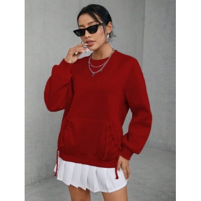 EZwear Women.s Drawstring Pocket Round Neck Sweatshirt - Choose Your Size