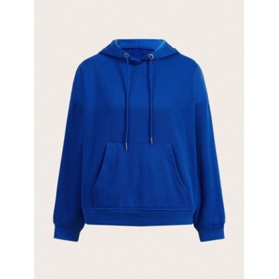 BASICS Cozy Fleece Drop Shoulder Drawstring Thermal Lined Hoodie - Choose Your