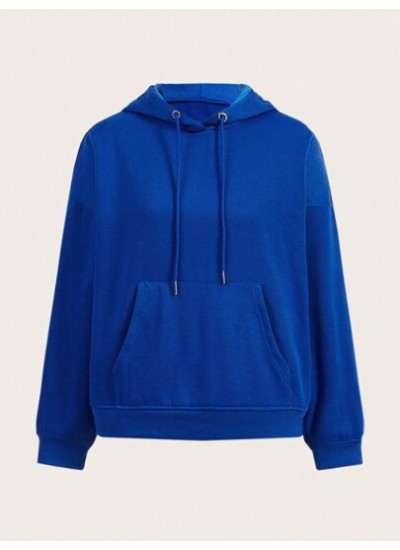 BASICS Cozy Fleece Drop Shoulder Drawstring Thermal Lined Hoodie - Choose Your