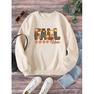 EZwear Halloween Letter Graphic Thermal Lined Sweatshirt - Choose Your Size