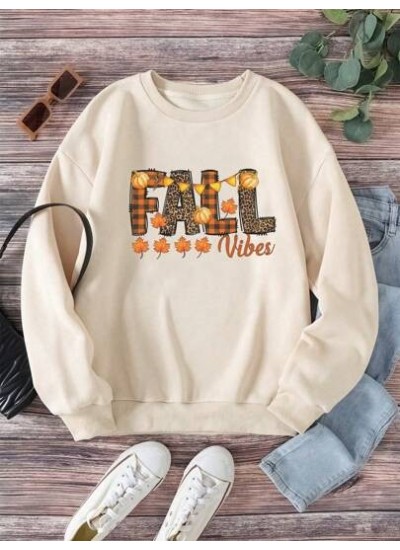 EZwear Halloween Letter Graphic Thermal Lined Sweatshirt - Choose Your Size