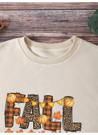 EZwear Halloween Letter Graphic Thermal Lined Sweatshirt - Choose Your Size