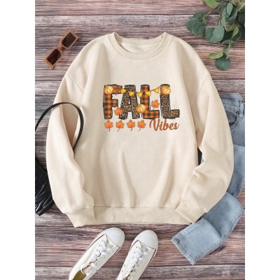 EZwear Halloween Letter Graphic Thermal Lined Sweatshirt - Choose Your Size