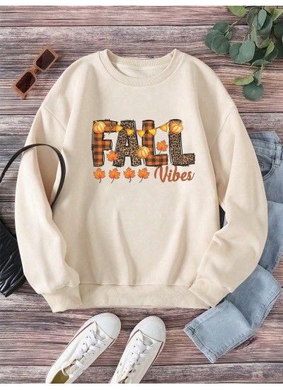 EZwear Halloween Letter Graphic Thermal Lined Sweatshirt - Choose Your Size