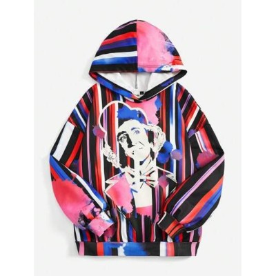 Striped & Figure Graphic Hoodie - Choose Your Size