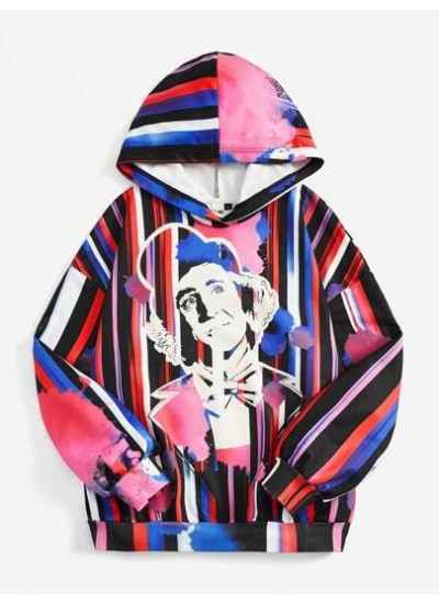 Striped & Figure Graphic Hoodie - Choose Your Size