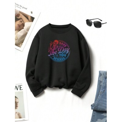 EZwear Women.S Skull Print Fleece Sweatshirt - Choose Your Size