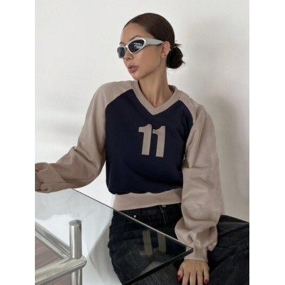 Women.S Color Blocked Letter Printed Raglan Sleeves Sweatshirt - Choose Your Si