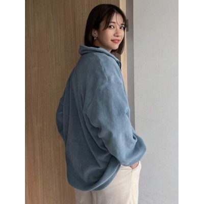 Letter Embroidery Drop Shoulder Half Zip Sweatshirt - Choose Your Size