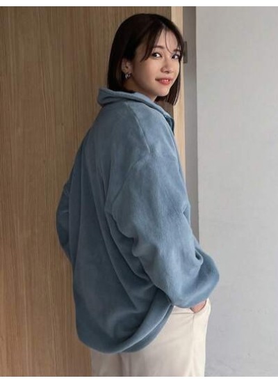 Letter Embroidery Drop Shoulder Half Zip Sweatshirt - Choose Your Size