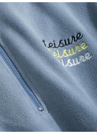 Letter Embroidery Drop Shoulder Half Zip Sweatshirt - Choose Your Size