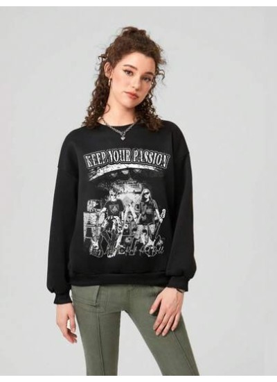 Letter & Figure Graphic  Sweatshirt - Choose Your Size