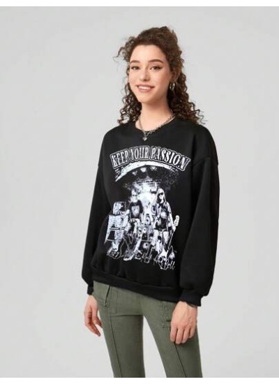 Letter & Figure Graphic  Sweatshirt - Choose Your Size