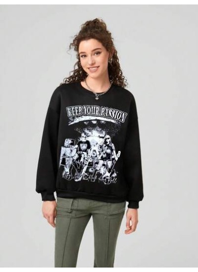 Letter & Figure Graphic  Sweatshirt - Choose Your Size