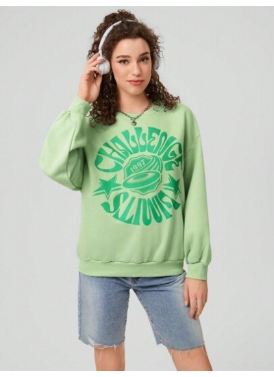 Women.s Oversized Letter Printed Drop Shoulder Sweatshirt - Choose Your Size