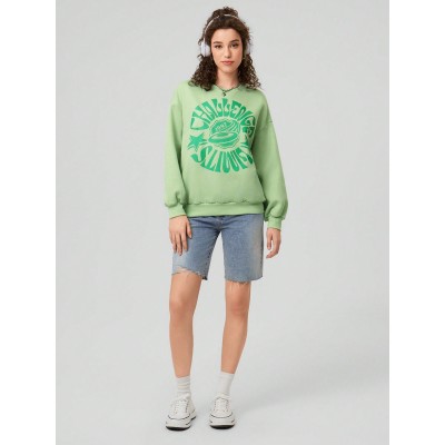 Women.s Oversized Letter Printed Drop Shoulder Sweatshirt - Choose Your Size