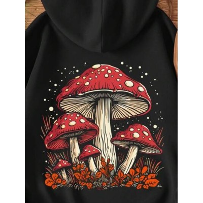 LUNE Mushroom Print Drawstring Thermal Hoodie - Choose Your Size