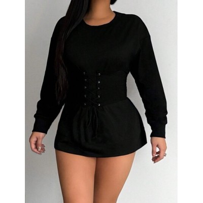 SXY Women.s Long Sweatshirt With Corset - Choose Your Size