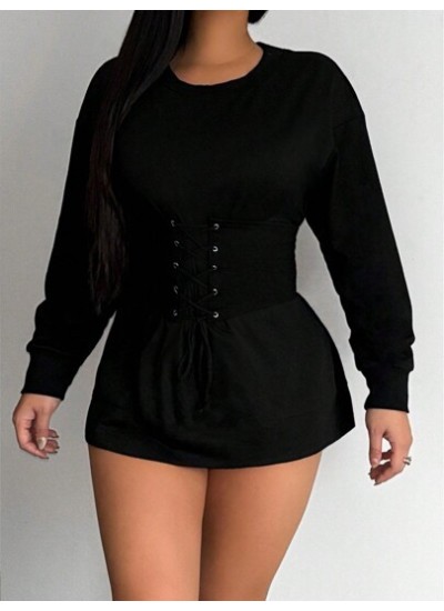 SXY Women.s Long Sweatshirt With Corset - Choose Your Size