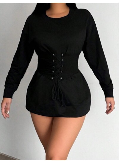 SXY Women.s Long Sweatshirt With Corset - Choose Your Size