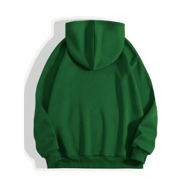 LUNE Letter And Clover Printed Kangaroo Pocket Drawstring Hoodie - Choose Your