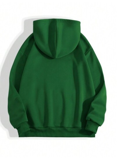 LUNE Letter And Clover Printed Kangaroo Pocket Drawstring Hoodie - Choose Your