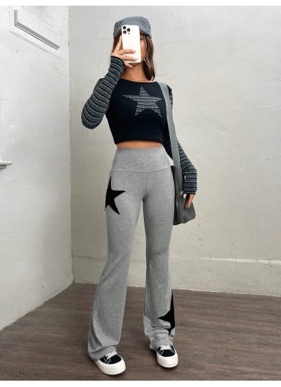 EZwear Star Print Flare Leg Sweatpants - Choose Your Size