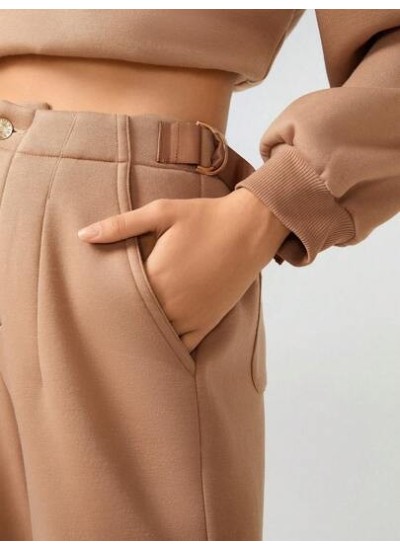 Cacao Bloom Solid Flap Pocket Sweatpants - Choose Your Size