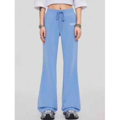 Coolane Letter Printed Elastic Waist Casual Flare Pants With Drawstring - Choos