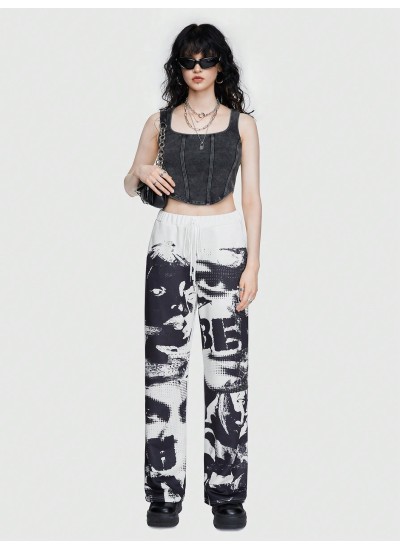 Street Life Women.s Character & Letter Printed Drawstring Waist Sweatpants - Ch